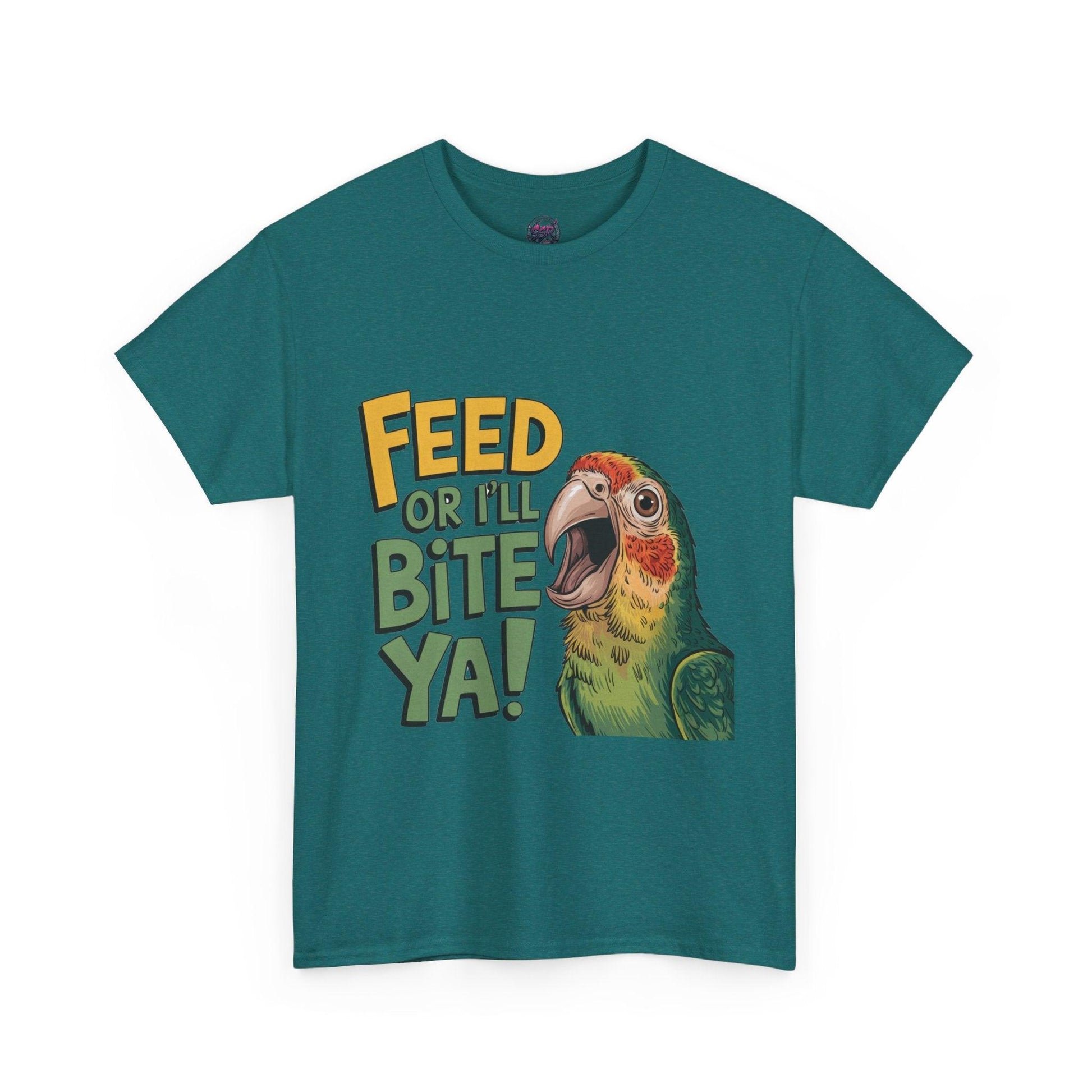 Funny Parrot T-Shirt - Feed or I'll Bite Ya! - SosirrealByDesign